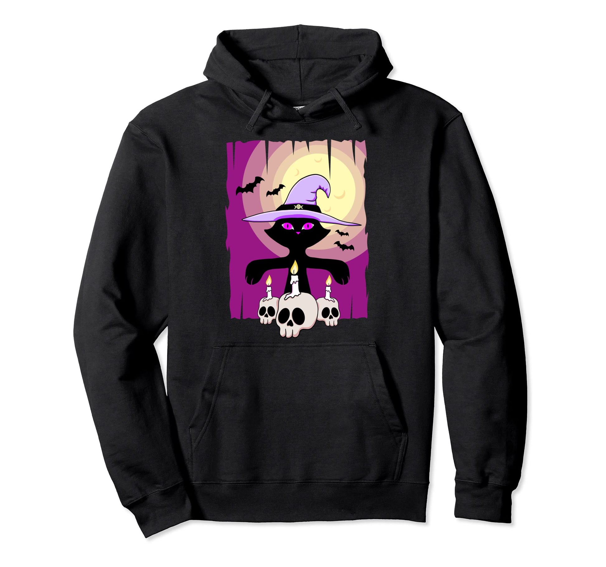 Witch Cat Kawaii Pastel Goth Anime Vaporwave Hoodie - Graphic Print Unisex - T-Shirt, Sweatshirt, Hoodie