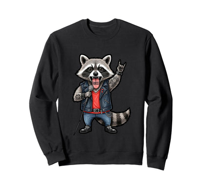 Funny Punk Raccoon Rock Fans Sweatshirt - Streetwear Style for Adults - T-Shirt, Sweatshirt, Hoodie