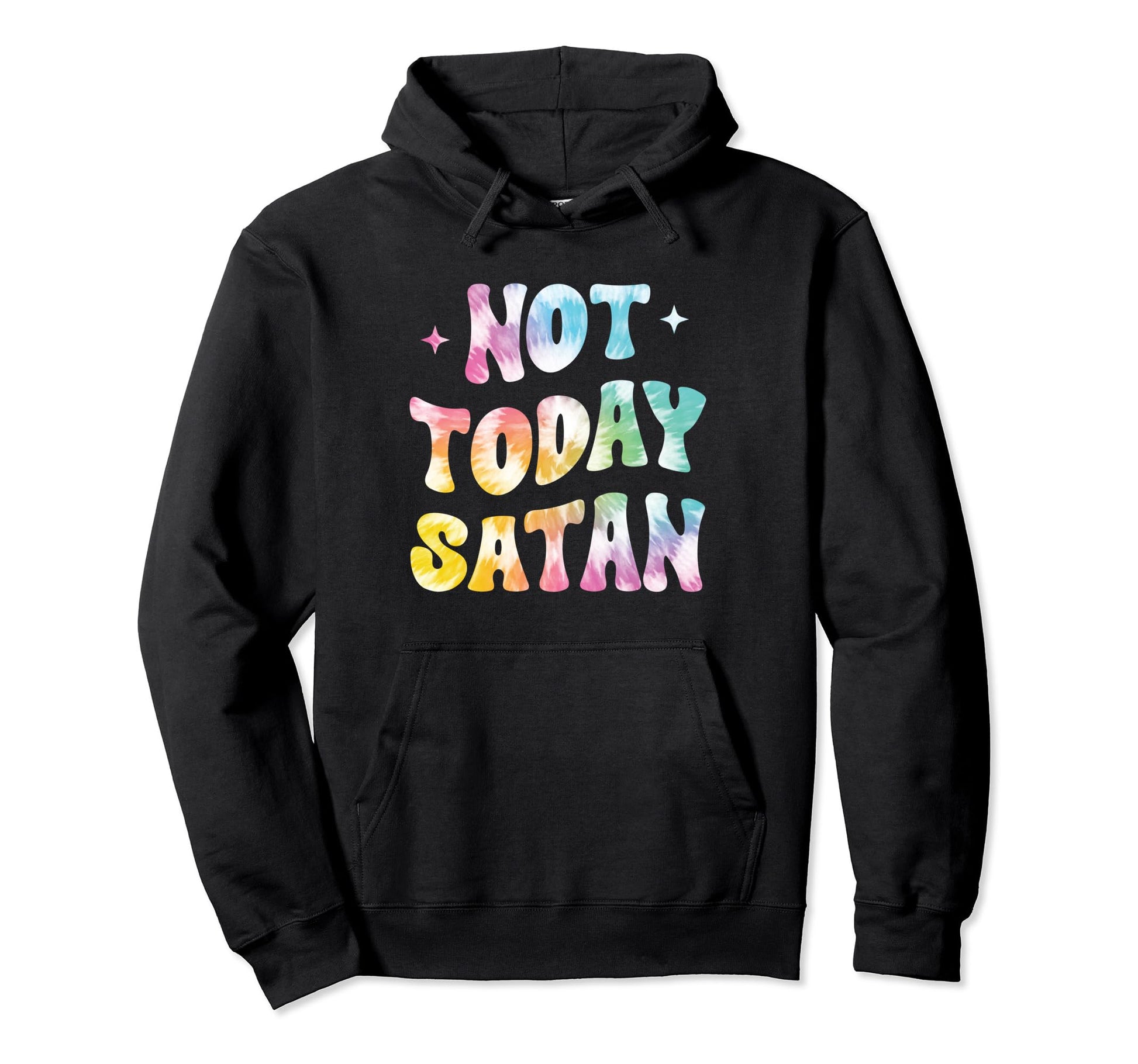 Not Today Satan Groovy Tie Dye Hoodie - Minimalist Print Men Women - T-Shirt, Sweatshirt, Hoodie