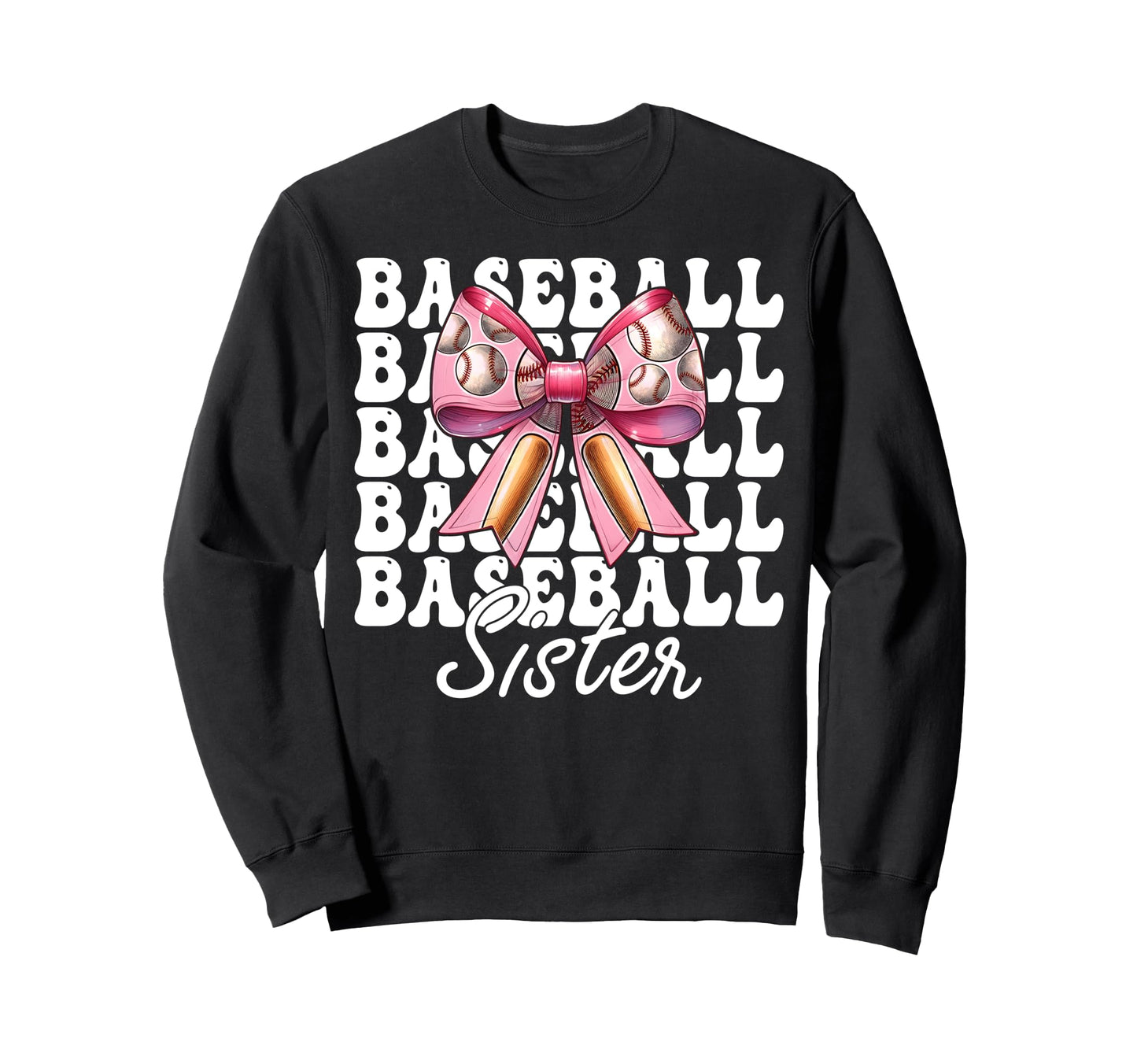 Baseball Sister Baseball Coquette Sweatshirt - Custom Art Print for Adults - T-Shirt, Sweatshirt, Hoodie