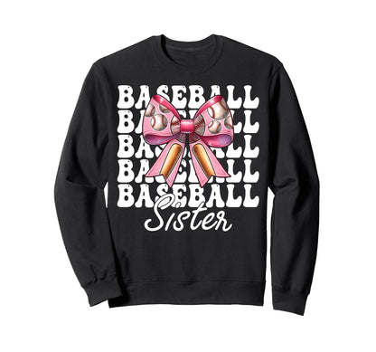 Baseball Sister Baseball Coquette Sweatshirt - Custom Art Print for Adults - T-Shirt, Sweatshirt, Hoodie