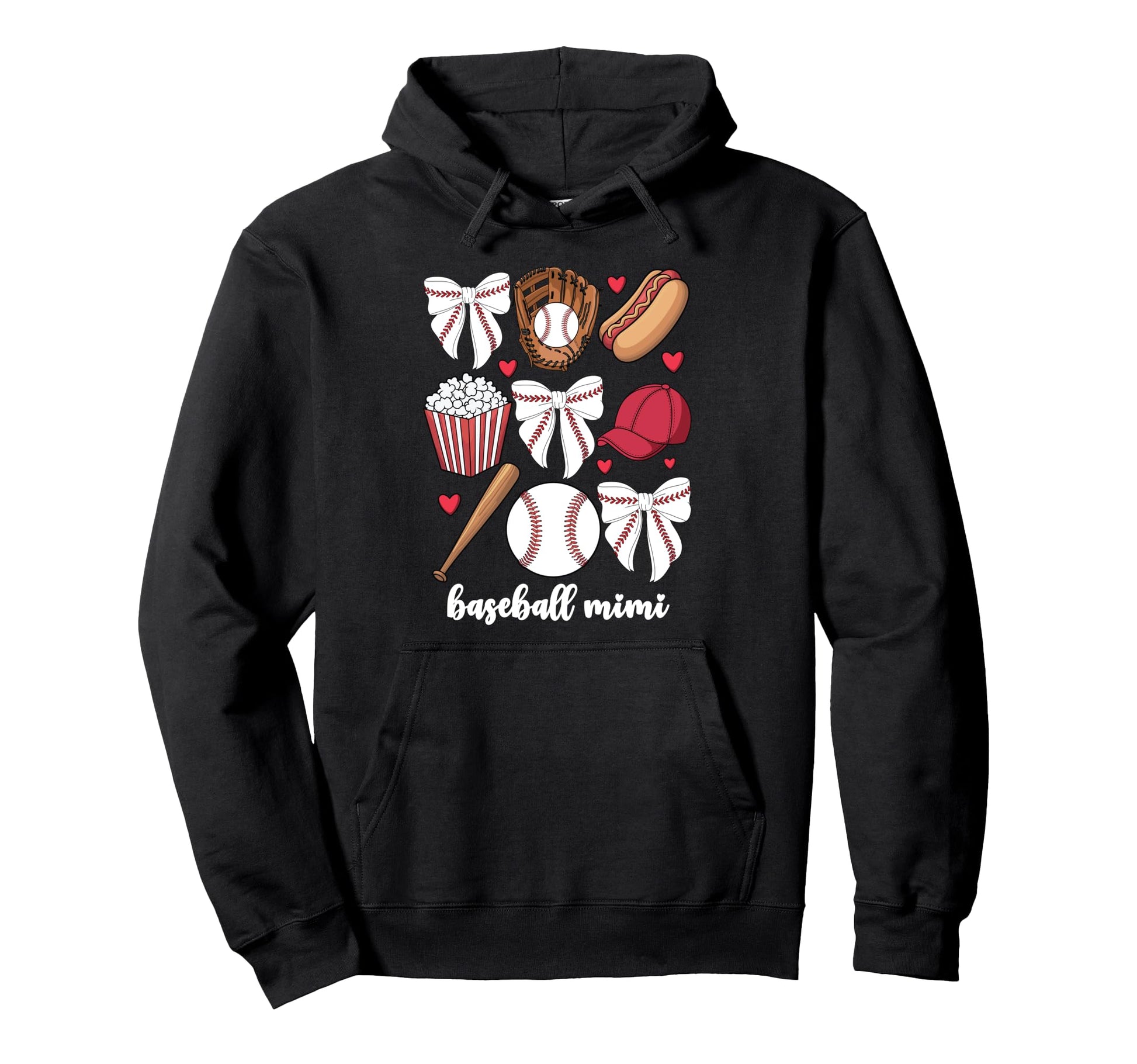 Baseball Mimi Coquette Bow Baseball Hoodie - Unique Graphic for Adults - T-Shirt, Sweatshirt, Hoodie
