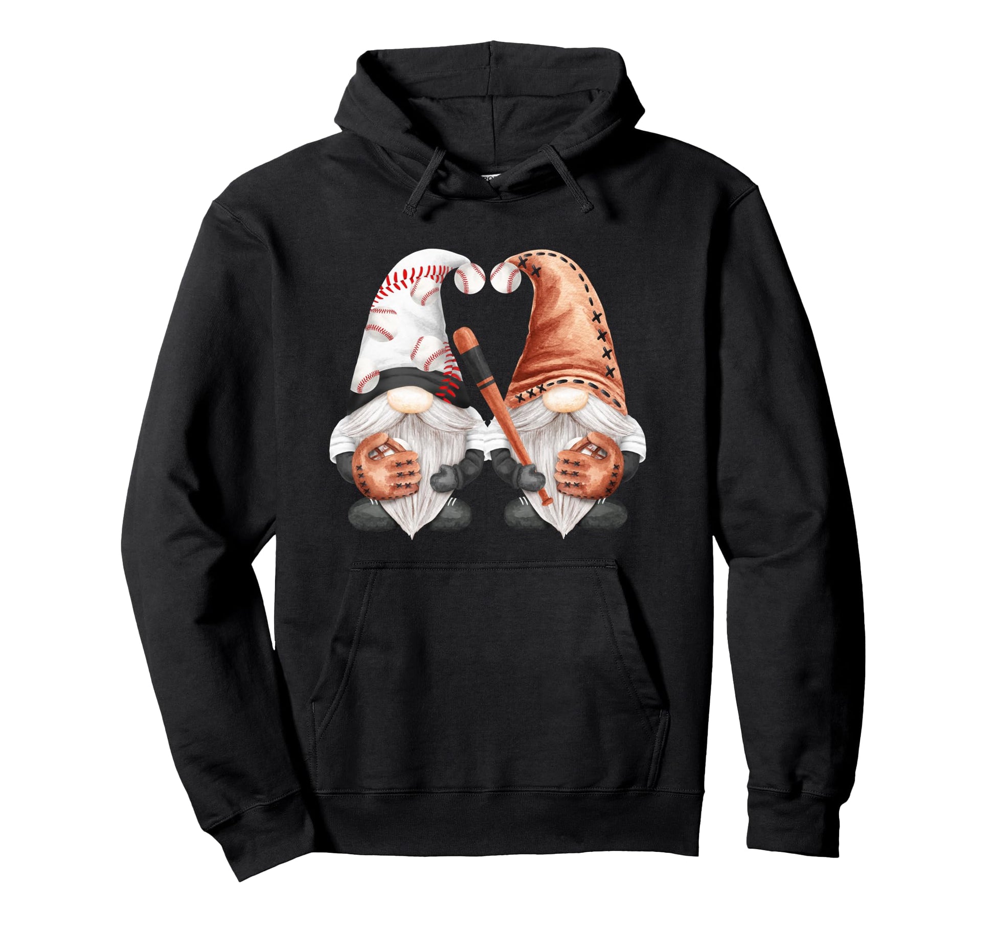 Baseball Lover Gnome And Baseball Hoodie - Fun Novelty Design for Adults - T-Shirt, Sweatshirt, Hoodie