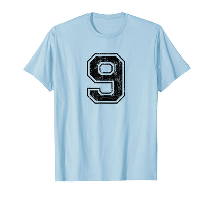 Number 9 Nine Varsity Distressed Sport T-Shirt - Aesthetic Graphic Unisex - T-Shirt, Sweatshirt, Hoodie