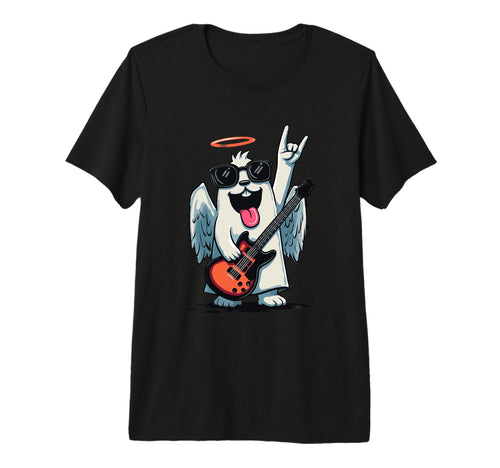 Dog Angel Rock Music Guitar Player Tri T-Shirt - Minimalist Print Unisex - T-Shirt, Sweatshirt, Hoodie