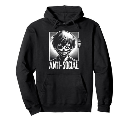 Anti Social Japanese Kanji Vaporwave Hoodie - Fun Novelty Design Unisex - T-Shirt, Sweatshirt, Hoodie