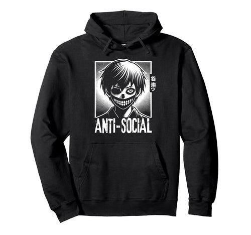 Anti Social Japanese Kanji Vaporwave Hoodie - Fun Novelty Design Unisex - T-Shirt, Sweatshirt, Hoodie