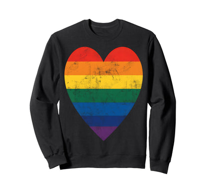 Rainbow Pride Heart Sweatshirt - Casual Everyday Wear Unisex - T-Shirt, Sweatshirt, Hoodie
