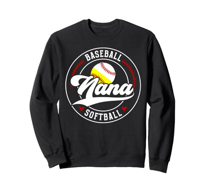 Baseball Softball Nana Softball Sweatshirt - Aesthetic Graphic for Adults - T-Shirt, Sweatshirt, Hoodie