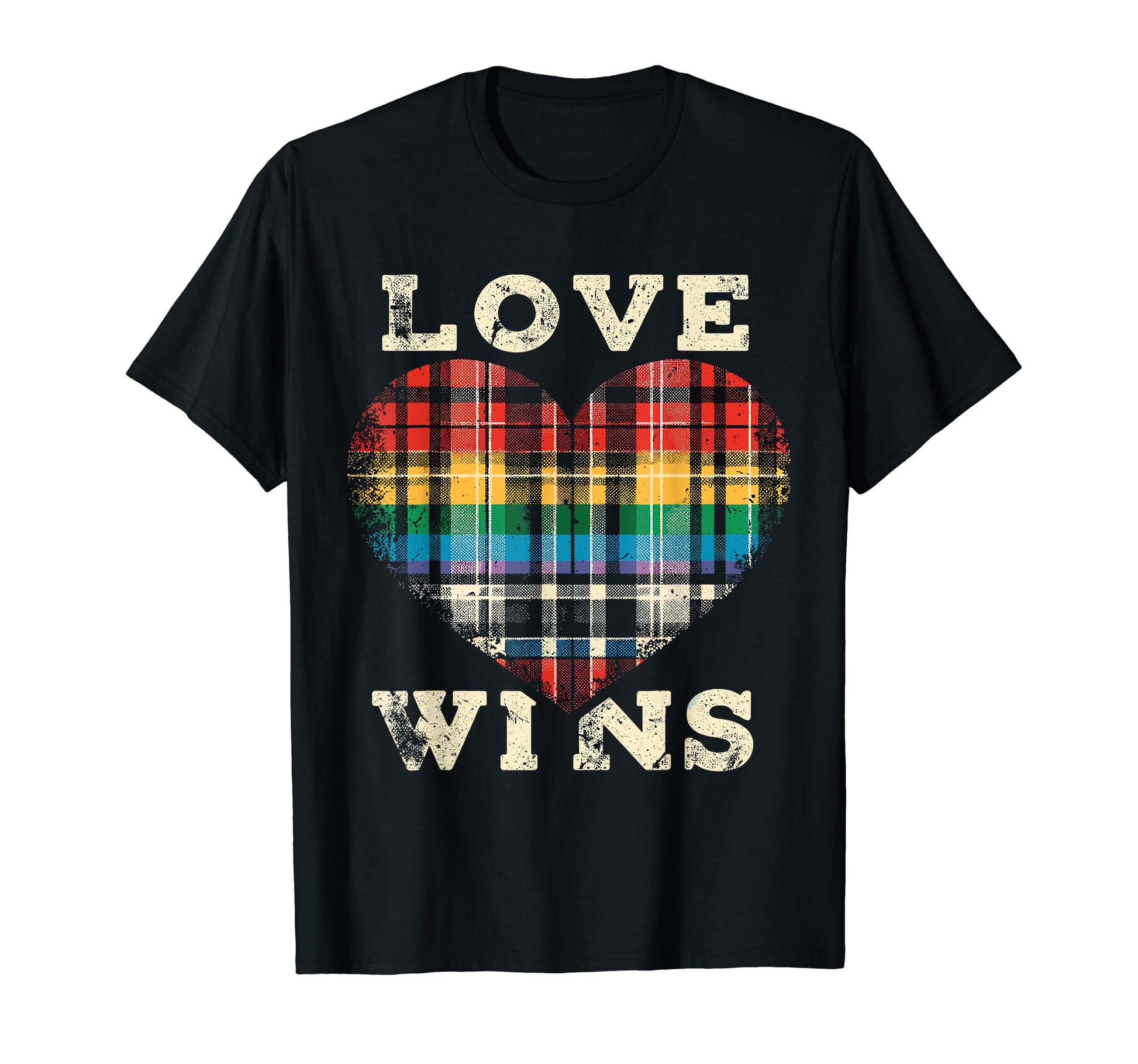 90S Grunge Plaid Heart Love Wins Gay Pride T-Shirt - Graphic Print Unisex - T-Shirt, Sweatshirt, Hoodie