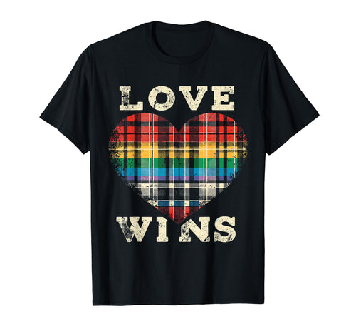 90S Grunge Plaid Heart Love Wins Gay Pride T-Shirt - Graphic Print Unisex - T-Shirt, Sweatshirt, Hoodie