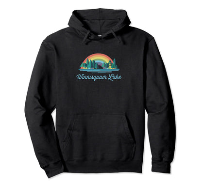 Winnisquam Lake Rainbow Lake Souvenir Hoodie - Minimalist Print Men Women - T-Shirt, Sweatshirt, Hoodie