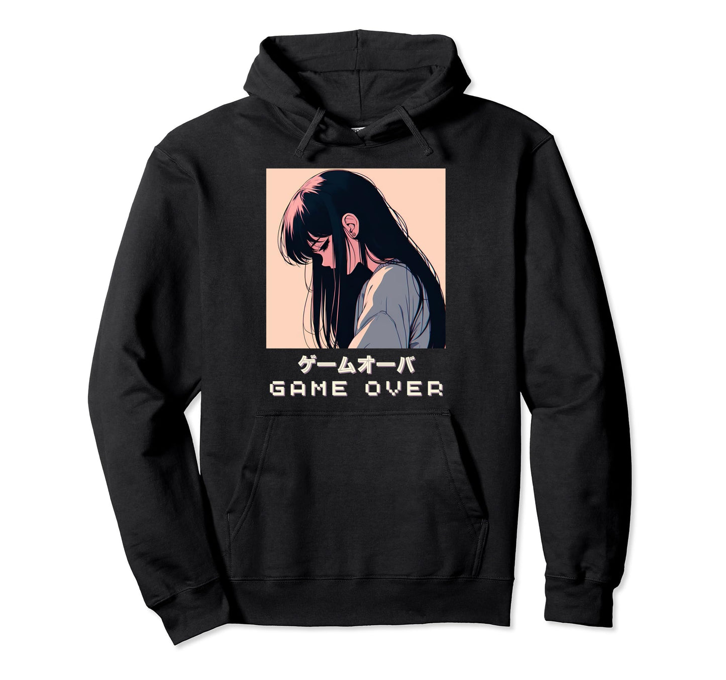 90S Japanese Sad Anime Game Over Vaporwave Hoodie - Unique Graphic Unisex - T-Shirt, Sweatshirt, Hoodie