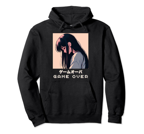 90S Japanese Sad Anime Game Over Vaporwave Hoodie - Unique Graphic Unisex - T-Shirt, Sweatshirt, Hoodie