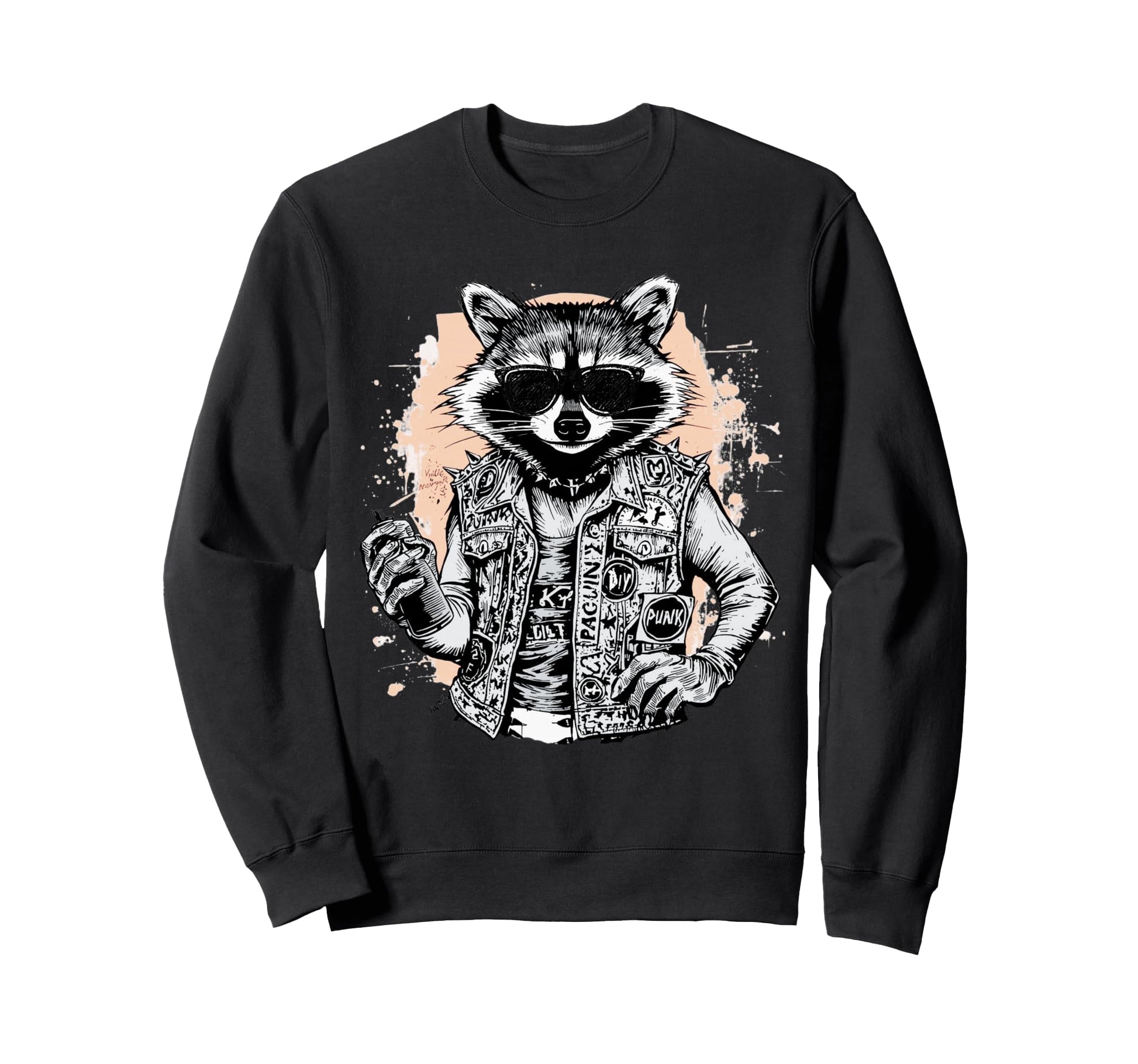 Grunge Rock Trash Panda Punk Sweatshirt - Aesthetic Graphic for Adults - T-Shirt, Sweatshirt, Hoodie