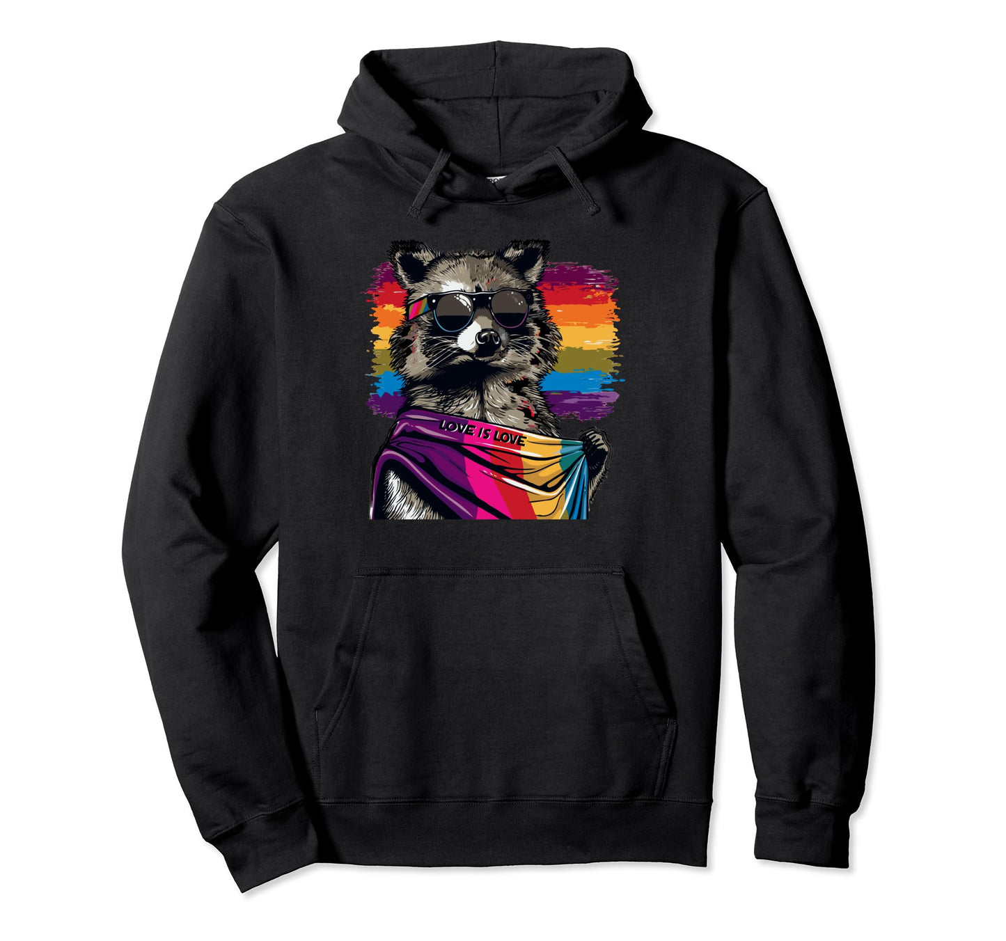 Funny Raccoon Love Sunglasses Summer Gift Hoodie - Streetwear Style Unisex - T-Shirt, Sweatshirt, Hoodie