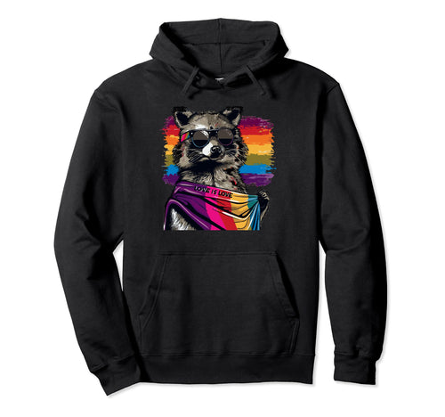Funny Raccoon Love Sunglasses Summer Gift Hoodie - Streetwear Style Unisex - T-Shirt, Sweatshirt, Hoodie