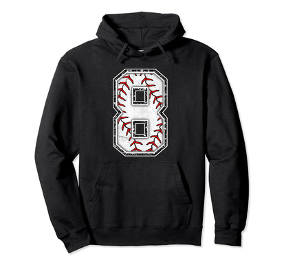 8 Years Old Birthday Baseball Theme Hoodie - Minimalist Print for Adults - T-Shirt, Sweatshirt, Hoodie