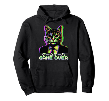 Japanese Vaporwave Cat Smoking Hoodie - Unique Graphic for Adults - T-Shirt, Sweatshirt, Hoodie