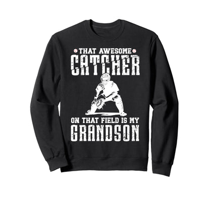 Baseball Catcher Grandpa Proud Sweatshirt - Minimalist Print for Adults - T-Shirt, Sweatshirt, Hoodie