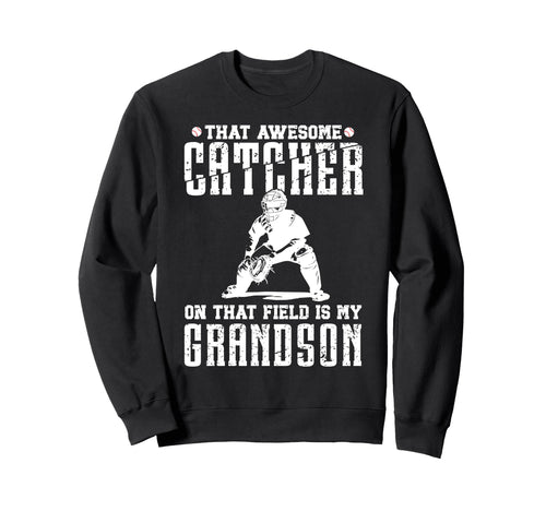 Baseball Catcher Grandpa Proud Sweatshirt - Minimalist Print for Adults - T-Shirt, Sweatshirt, Hoodie