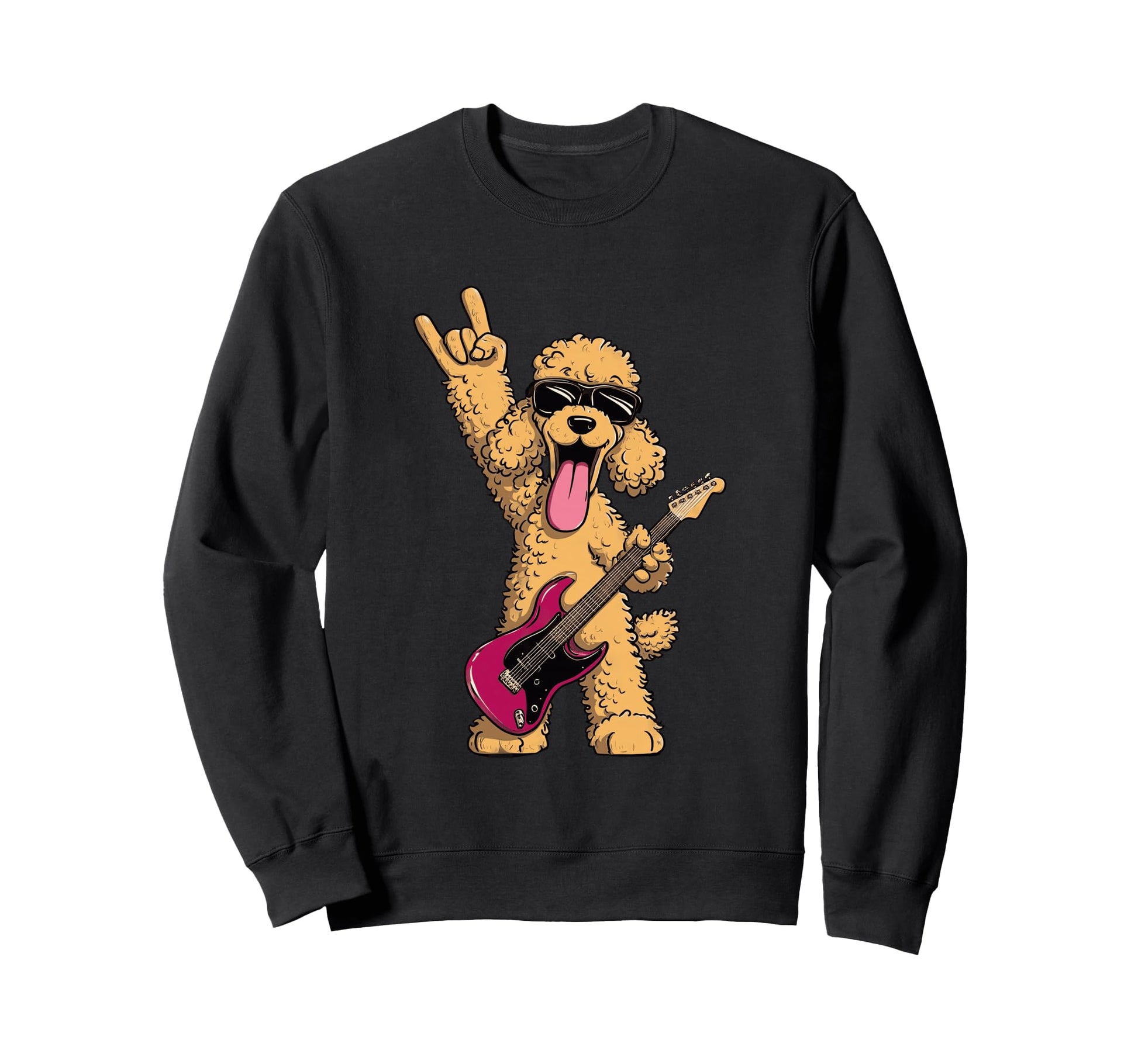 Rock Dog Poodle Guitar Player Sweatshirt - Aesthetic Graphic for Adults - T-Shirt, Sweatshirt, Hoodie