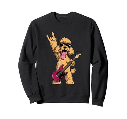 Rock Dog Poodle Guitar Player Sweatshirt - Aesthetic Graphic for Adults - T-Shirt, Sweatshirt, Hoodie