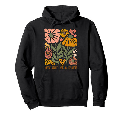 Groovy Boho Floral Patriotic Foxtrots Hoodie - Casual Everyday Wear Unisex - T-Shirt, Sweatshirt, Hoodie