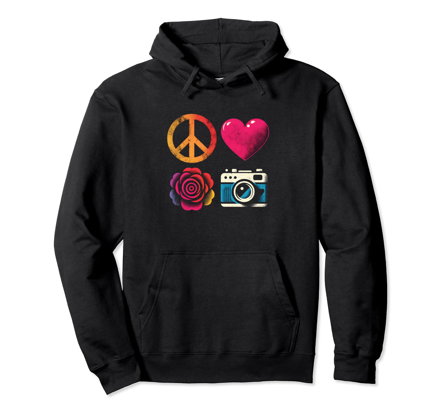 Peace Love And Camera Peace Symbol Hoodie - Custom Art Print Unisex - T-Shirt, Sweatshirt, Hoodie