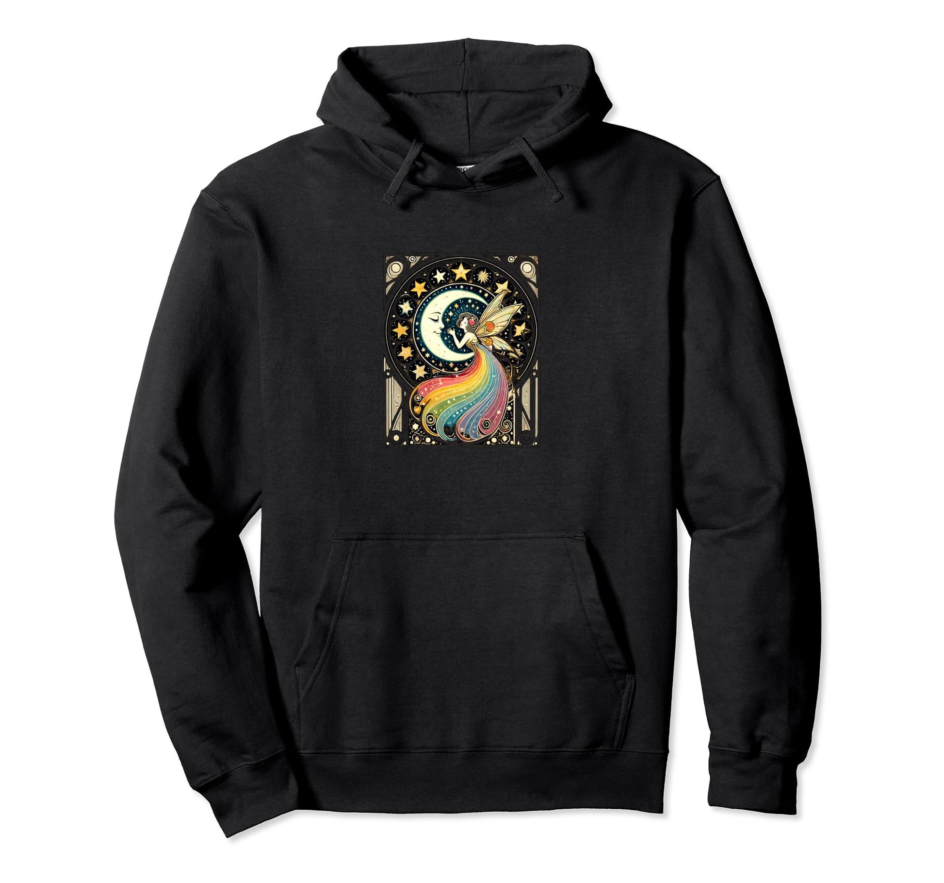 Celestial Rainbow Fairy Art Moon Child Fairy Hoodie - Unique Graphic Unisex - T-Shirt, Sweatshirt, Hoodie