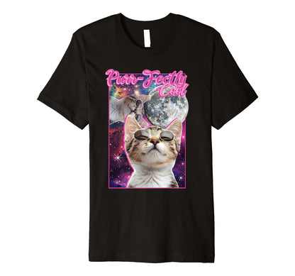 Purrfectly Y2K Cat Galaxy Moon T-Shirt - Fun Novelty Design Men Women - T-Shirt, Sweatshirt, Hoodie