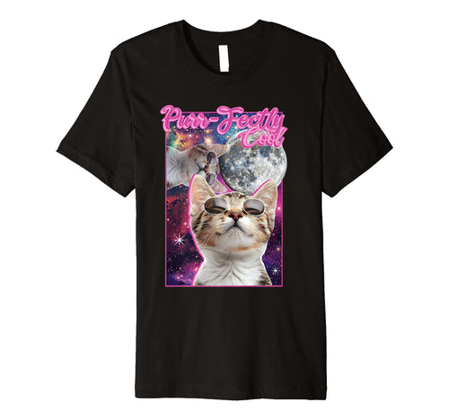 Purrfectly Y2K Cat Galaxy Moon T-Shirt - Fun Novelty Design Men Women - T-Shirt, Sweatshirt, Hoodie