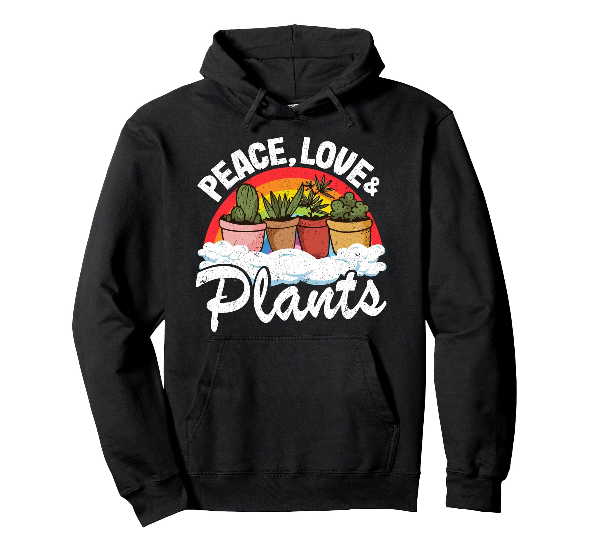 Peace Love Plants Rainbow Landscaper Hoodie - Unique Graphic Men Women - T-Shirt, Sweatshirt, Hoodie