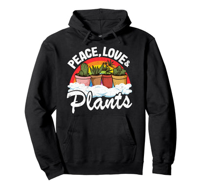 Peace Love Plants Rainbow Landscaper Hoodie - Unique Graphic Men Women - T-Shirt, Sweatshirt, Hoodie