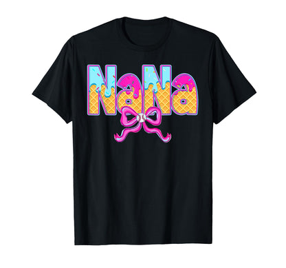 Nana Baseball Coquette Bow Ice Cream T-Shirt - Minimalist Print for Adults - T-Shirt, Sweatshirt, Hoodie