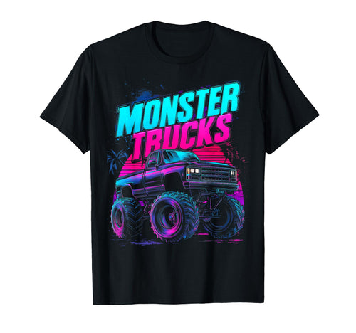 Monster Truck 4 Wheeler Vaporwave T-Shirt - Fun Novelty Design for Adults - T-Shirt, Sweatshirt, Hoodie