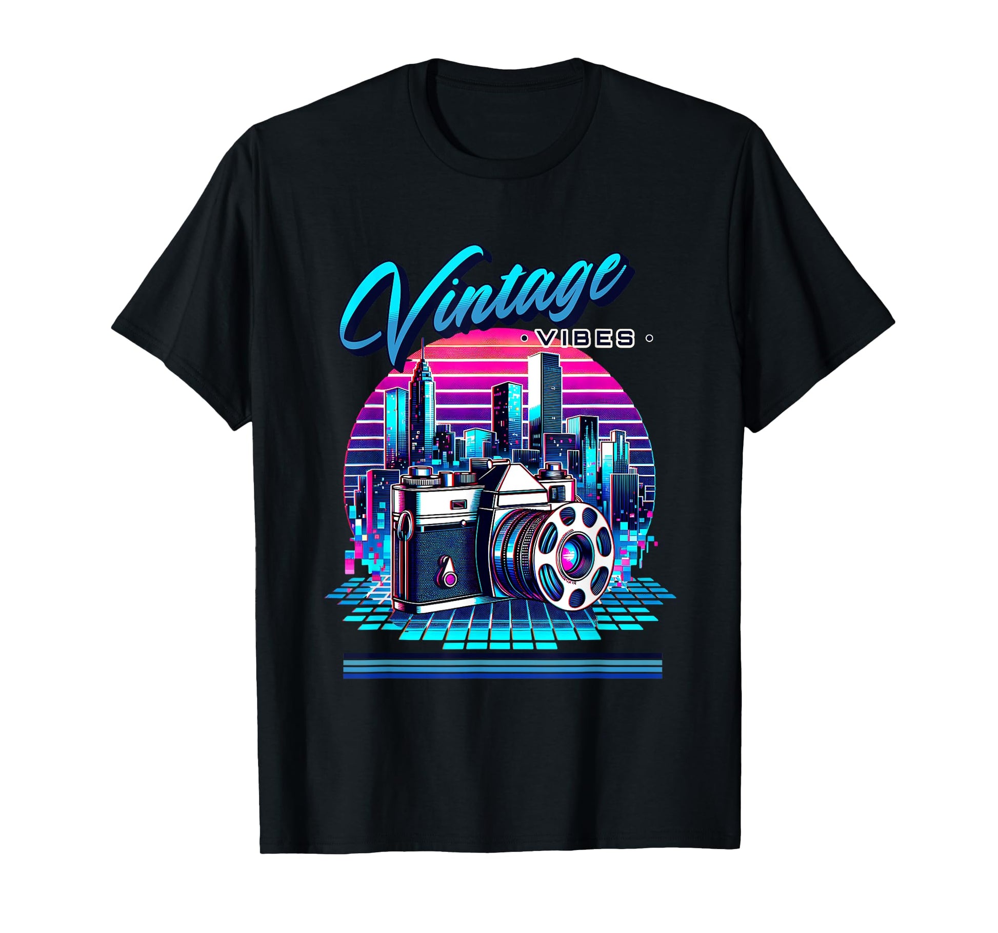Vibes Old Chool Camera 80S Synthwave T-Shirt - Streetwear Style for Adults - T-Shirt, Sweatshirt, Hoodie