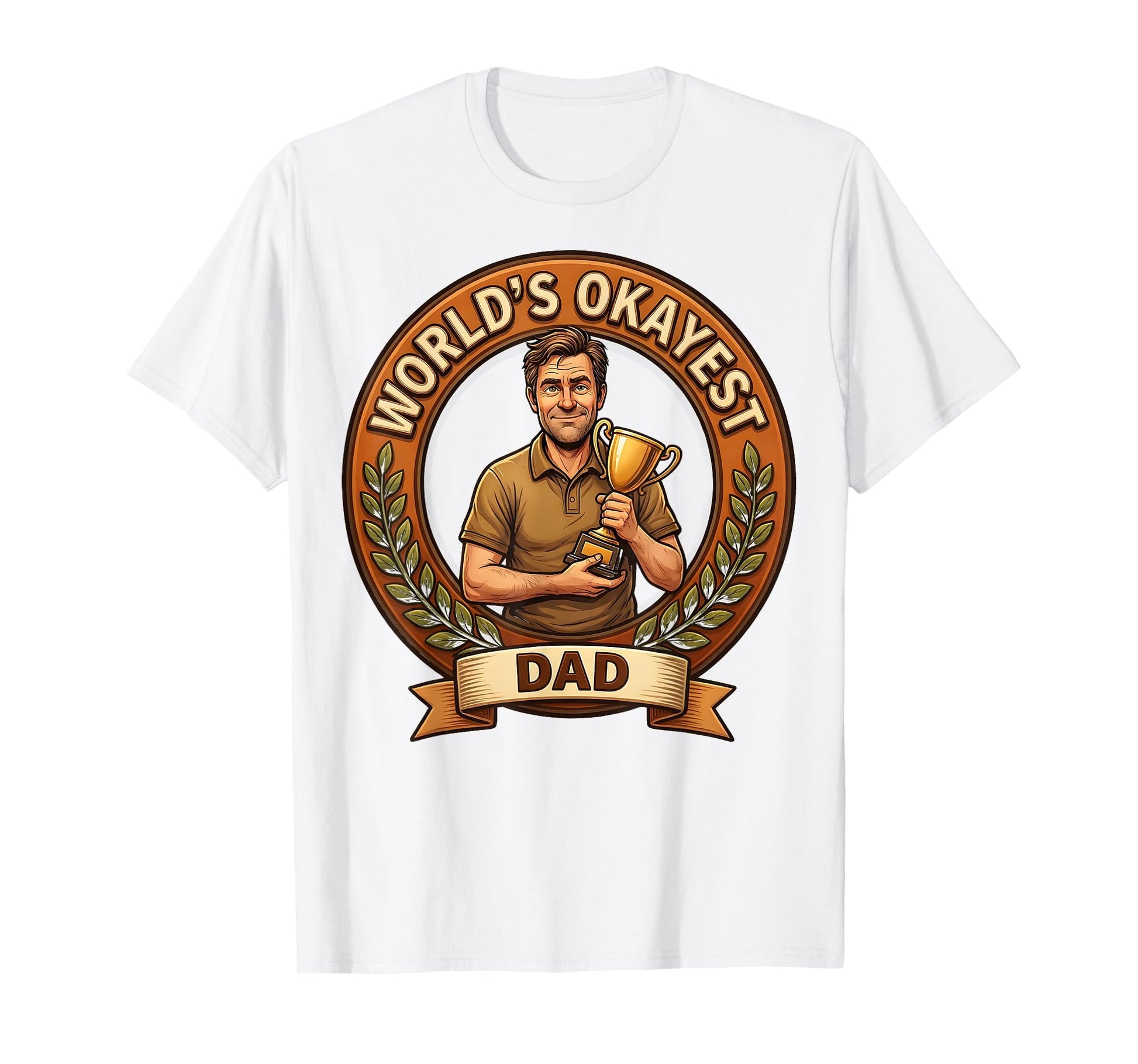 Worlds Okayest Dad Funny Fathers Day T-Shirt - Custom Art Print Men Women - T-Shirt, Sweatshirt, Hoodie