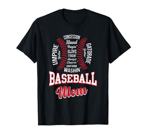 Stylish Baseball Mom Word Cloud T-Shirt - Fun Novelty Design Unisex - T-Shirt, Sweatshirt, Hoodie