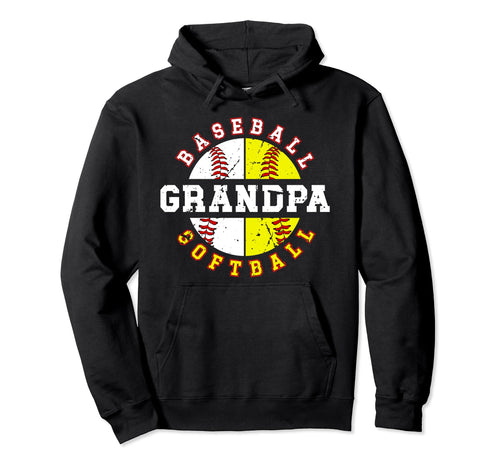 Baseball Softball Grandpa Softball Hoodie - Fun Novelty Design for Adults - T-Shirt, Sweatshirt, Hoodie