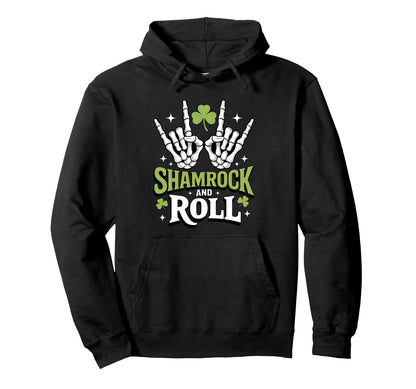 Shamrock And Roll Funny St Patricks Day Hoodie - Aesthetic Graphic Unisex - T-Shirt, Sweatshirt, Hoodie