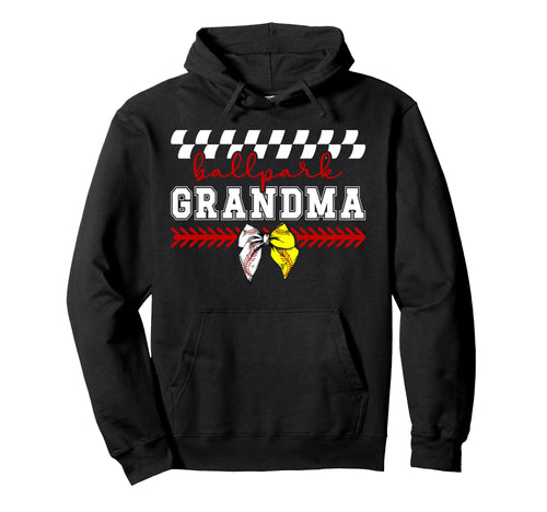 Ballpark Grandma Baseball Softball Hoodie - Graphic Print for Adults - T-Shirt, Sweatshirt, Hoodie