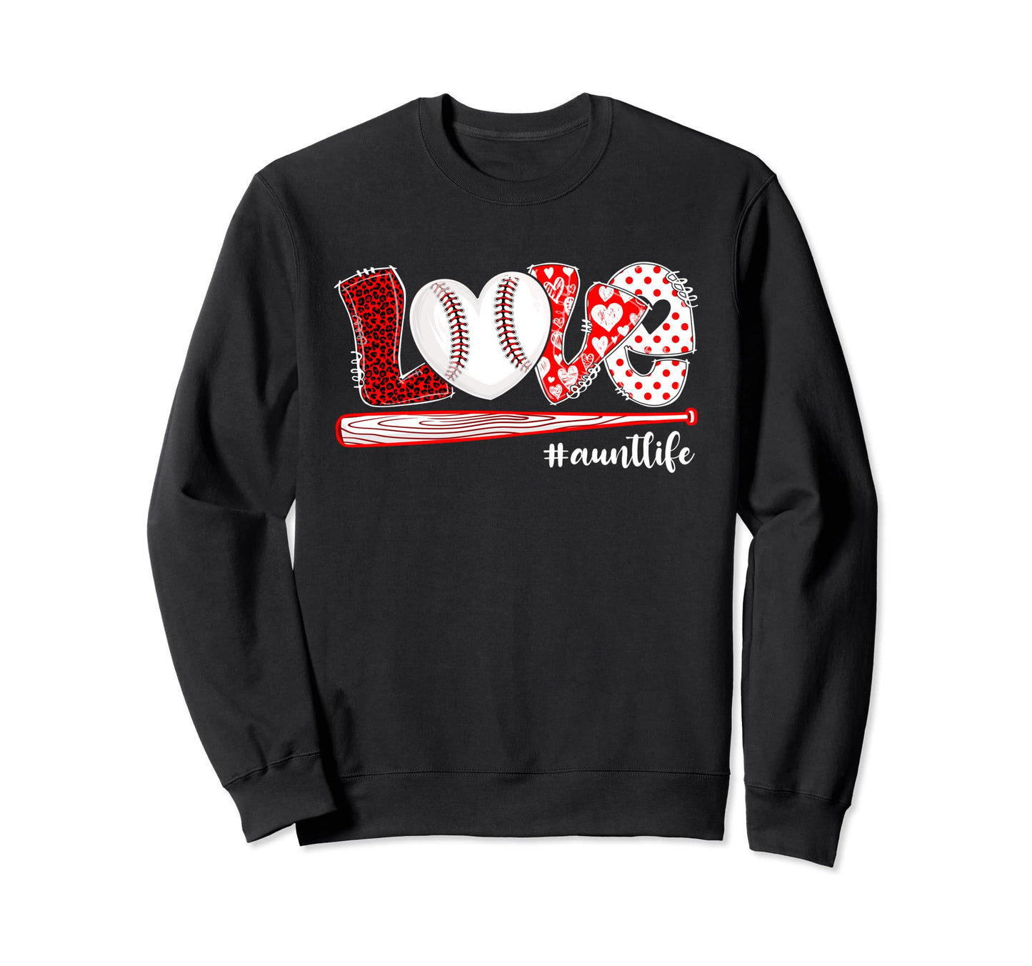Love Baseball Aunt Life Leopard Sweatshirt - Unique Graphic Men Women - T-Shirt, Sweatshirt, Hoodie