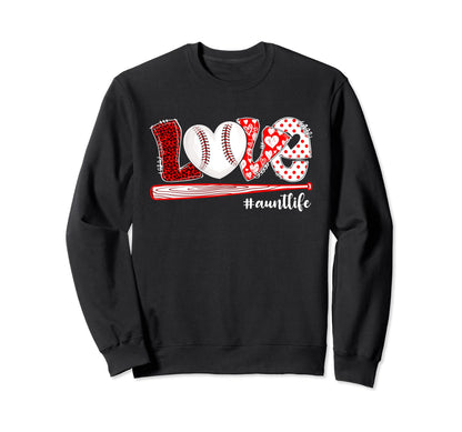 Love Baseball Aunt Life Leopard Sweatshirt - Unique Graphic Men Women - T-Shirt, Sweatshirt, Hoodie