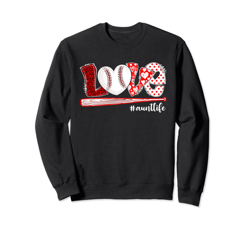 Love Baseball Aunt Life Leopard Sweatshirt - Unique Graphic Men Women - T-Shirt, Sweatshirt, Hoodie