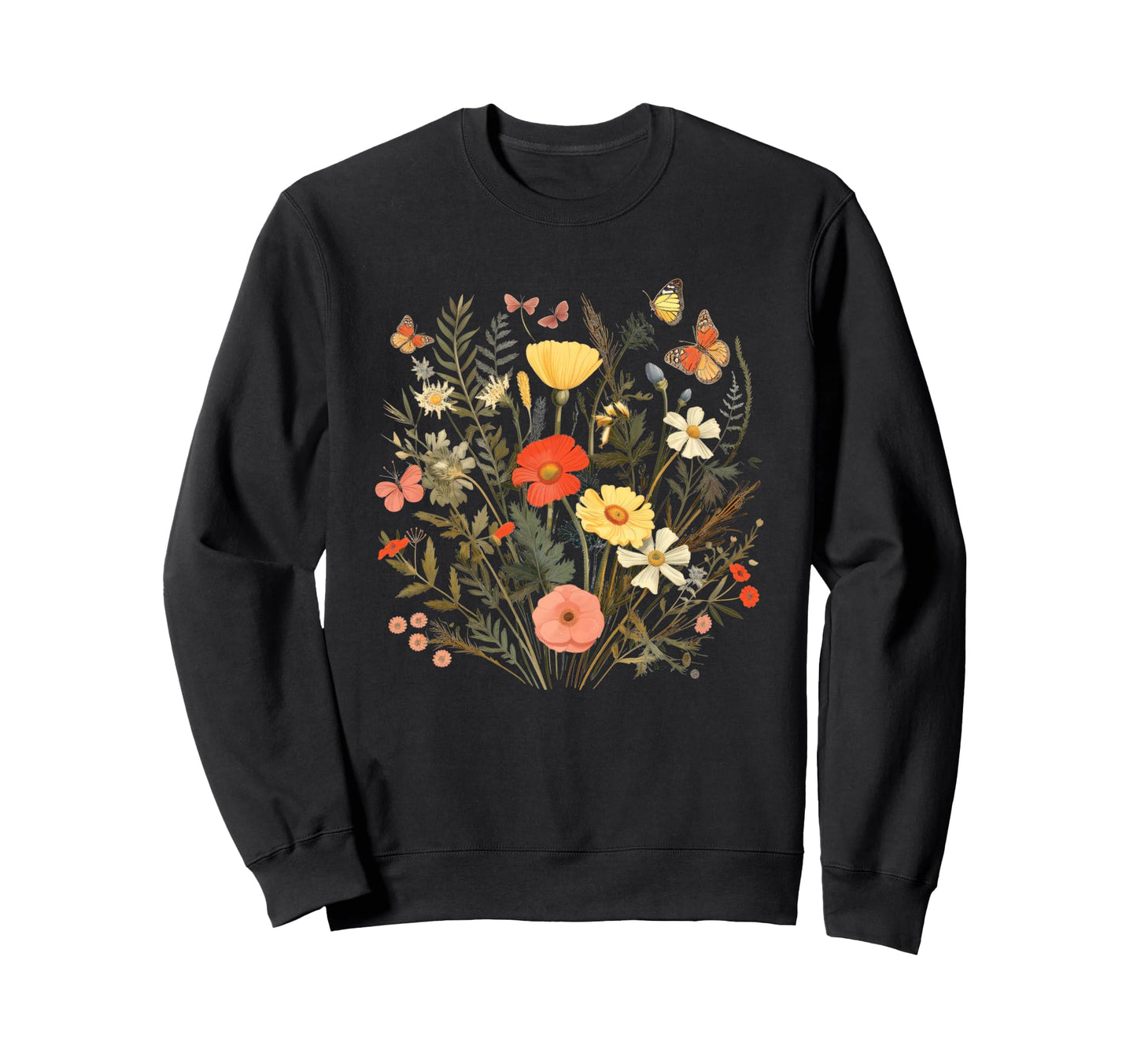 Romantic Wildflowers Boho Aesthetic Sweatshirt - Graphic Print for Adults - T-Shirt, Sweatshirt, Hoodie