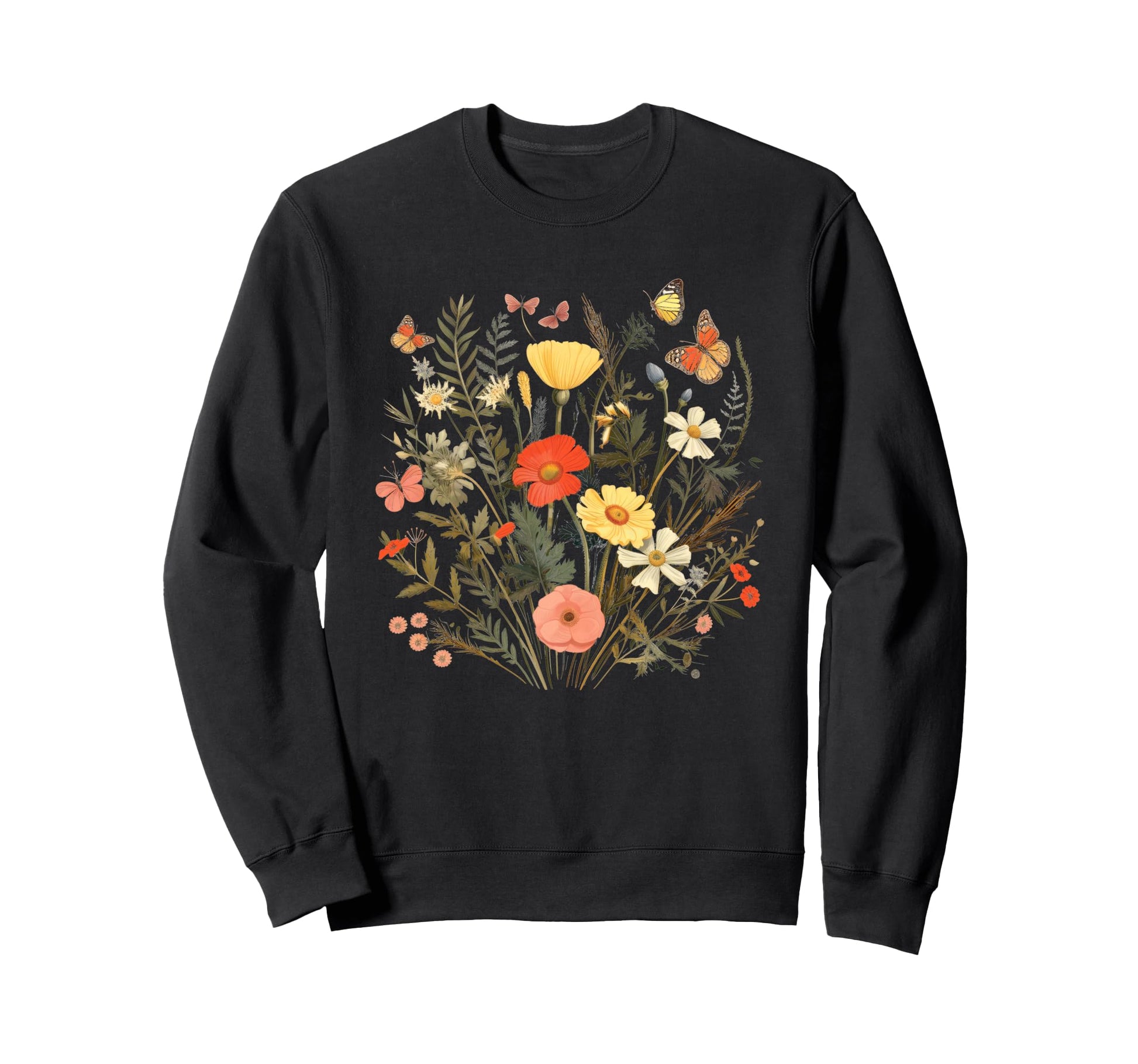 Romantic Wildflowers Boho Aesthetic Sweatshirt - Graphic Print for Adults - T-Shirt, Sweatshirt, Hoodie