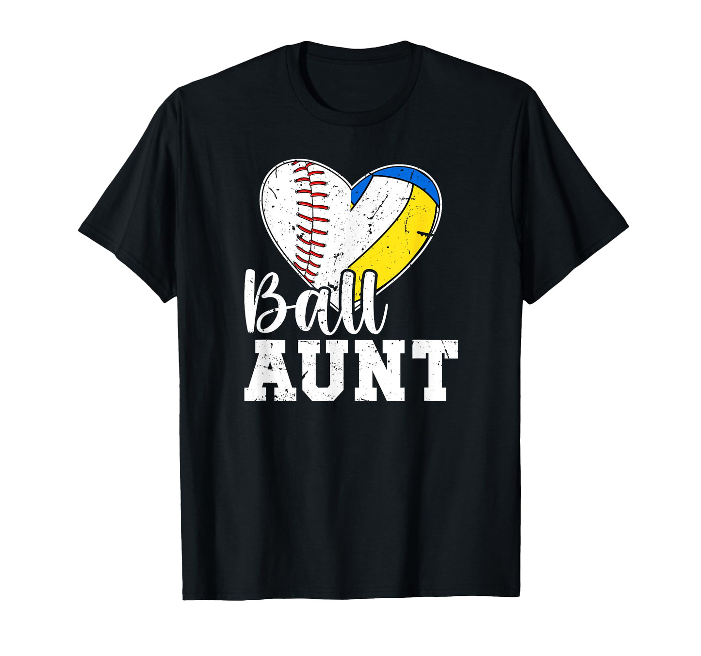 Ball Aunt Heart Baseball Volleyball Aunt T-Shirt - Custom Art Print Unisex - T-Shirt, Sweatshirt, Hoodie