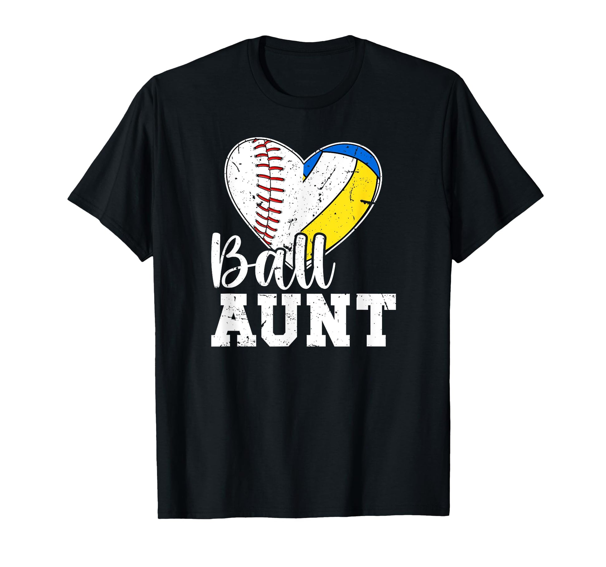 Ball Aunt Heart Baseball Volleyball Aunt T-Shirt - Custom Art Print Unisex - T-Shirt, Sweatshirt, Hoodie