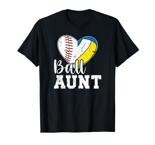 Ball Aunt Heart Baseball Volleyball Aunt T-Shirt - Custom Art Print Unisex - T-Shirt, Sweatshirt, Hoodie